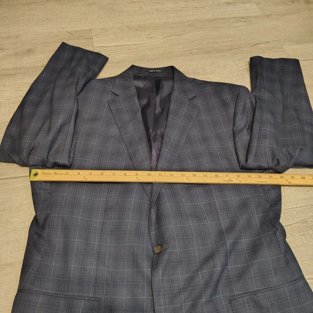 Cremieux Loro Piana Wool Suit Blue Glen Plaid 2 Button Blazer Pants 44 Long